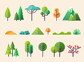 Abstract forest plants and trees. Forest landscapes.