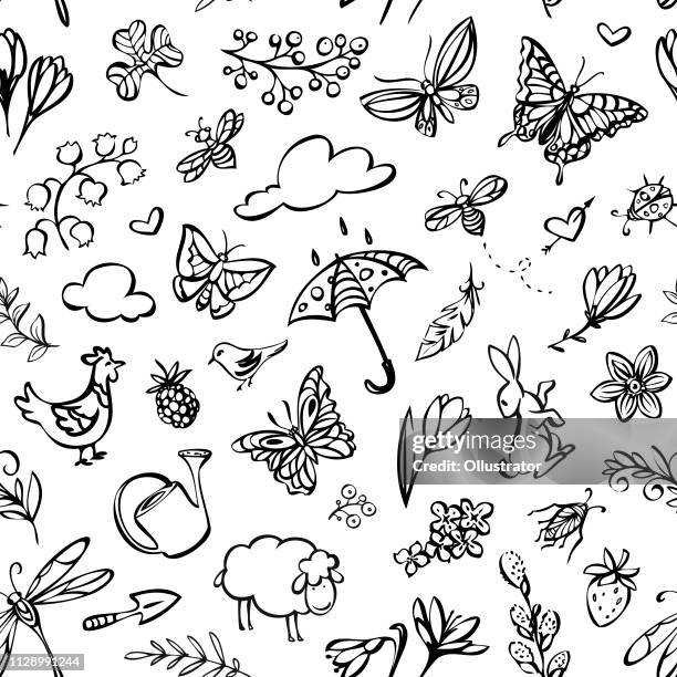 spring seamless pattern - crocus stock illustrations