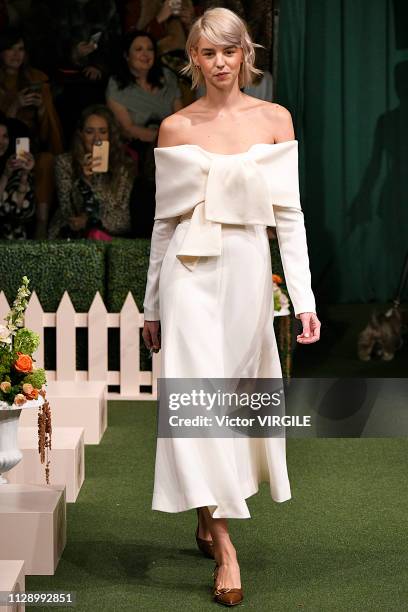 Model walks the runway at the Lela Rose Ready to Wear Fall/Winter 2019-2020 fashion show during New York Fashion Week on February 11, 2019 in New...