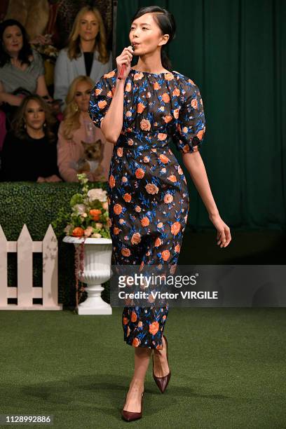 Model walks the runway at the Lela Rose Ready to Wear Fall/Winter 2019-2020 fashion show during New York Fashion Week on February 11, 2019 in New...