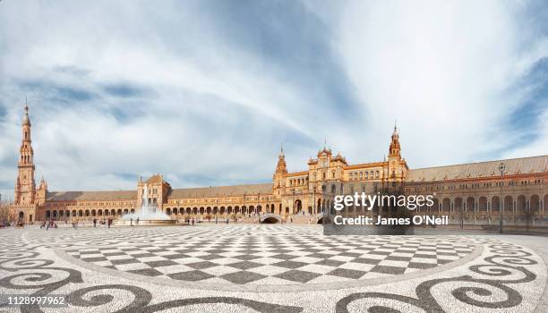 open space at plaza de españa, seville, spain - historic royal palaces stock pictures, royalty-free photos & images