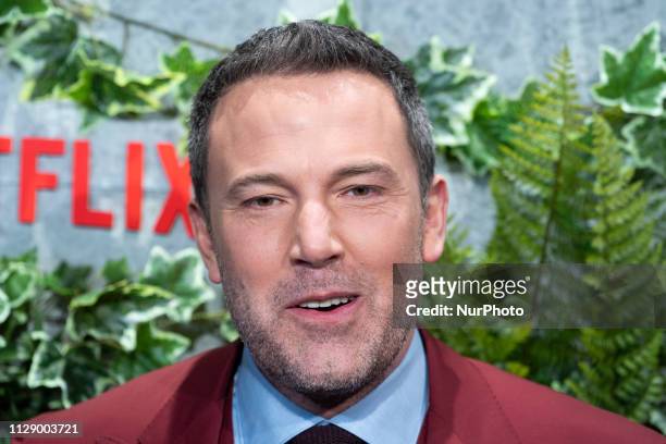Actor Ben Affleck poses as he arrives at the premiere of the film 'Triple Border' by J.C. Chandor, in Callao, Madrid, Spain, 06 March 2019
