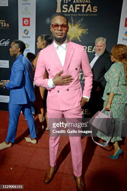 Andile Gumbi during the 13th annual South African Film and Television Awards at the Sun City Superbowl on March 02, 2019 in Rustenburg, South Africa....