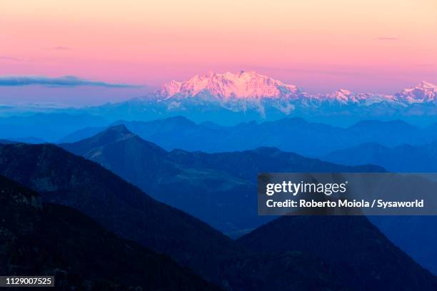 ticino canton and monte rosa at sunrise - monte rosa fotografías e imágenes de stock