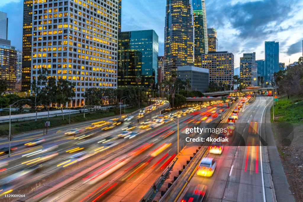 Los Angeles Downtown Evening Traffic