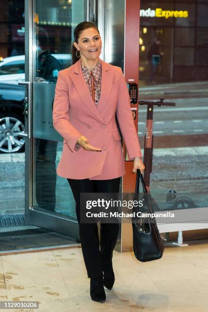 Crown Princess Victoria Of Sweden visits the Swedish office's of Google on March 7, 2019 in Stockholm, Sweden.