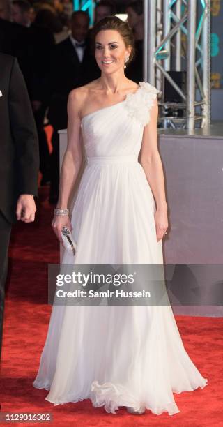 Catherine, Duchess of Cambridge attends the EE British Academy Film Awards at Royal Albert Hall on February 10, 2019 in London, England.