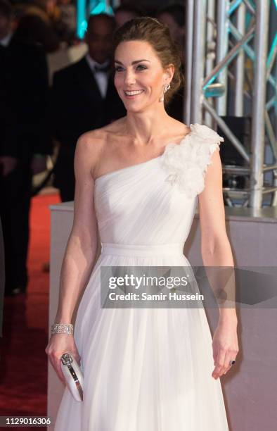 Catherine, Duchess of Cambridge attends the EE British Academy Film Awards at Royal Albert Hall on February 10, 2019 in London, England.