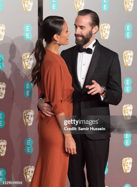 Joseph Fiennes and Maria Dolores Dieguez attends the EE British Academy Film Awards at Royal Albert Hall on February 10, 2019 in London, England.