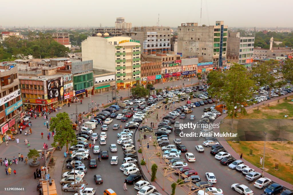 Parking lot in market