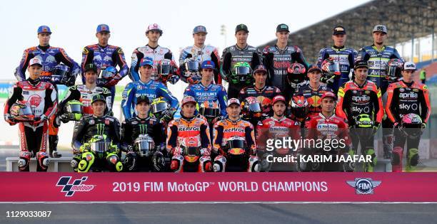 Season MotoGP riders Red Bull KTM Tech 3's Miguel Oliveira and Hafizh Syahrin, Alma Pramac Racing's Francesco Bagnaia and Jack Miller, Petronas...