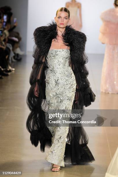 Daphne Groeneveld walks the runway wearing Cong Tri Fall 2019 at Gallery II at Spring Studios on February 11, 2019 in New York City.