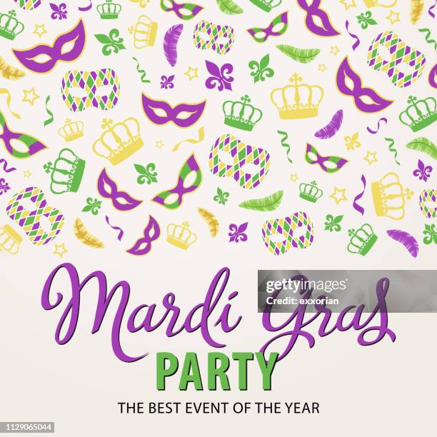 mardi gras carnival party - fiesta invitation stock illustrations