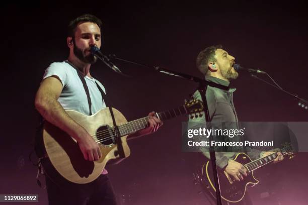 Johnny McDaid and Nathan Connolly of Snow Patrol perform on stage at Fabrique on February 11, 2019 in Milan, Italy.