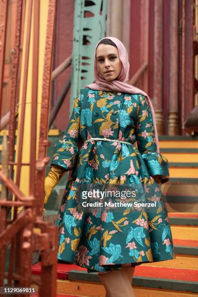 Mademoiselle Meme is seen on the street during New York Fashion Week AW19 wearing Alice & Olivia on February 11, 2019 in New York City.