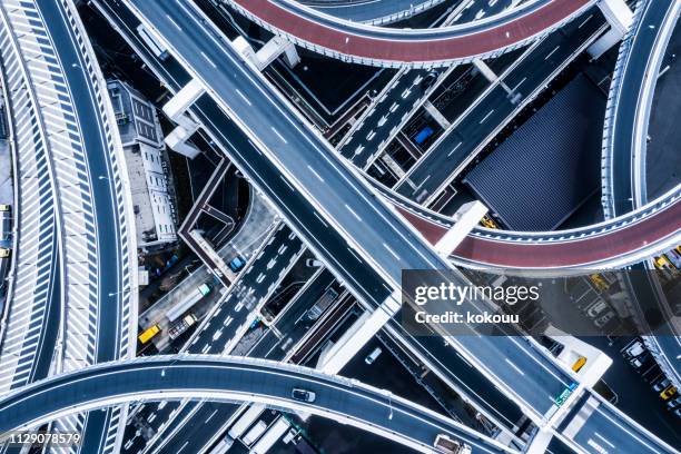 aerial shooting in the junction area.a highway in japan. - motor vehicle department stock pictures, royalty-free photos & images