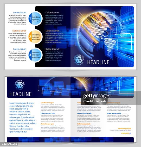 leaflet design example. global communications. - server lights stock illustrations