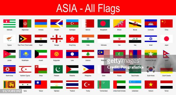 alle asiatischen flaggen - icon-set - vektor-illustration - bangladesh national flag stock-grafiken, -clipart, -cartoons und -symbole