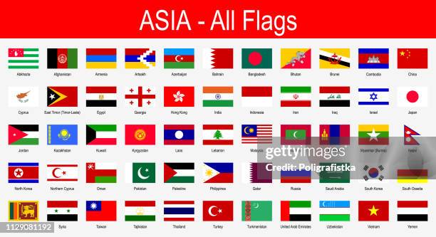 all asian flags - icon set - vector illustration - bangladesh national flag stock illustrations