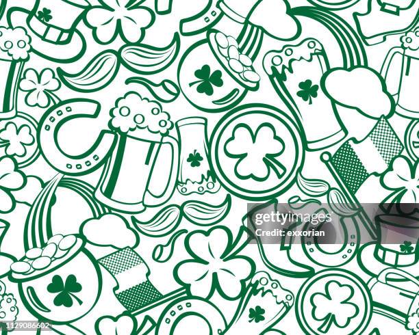 st patrick's day seamless pattern - boot print stock illustrations