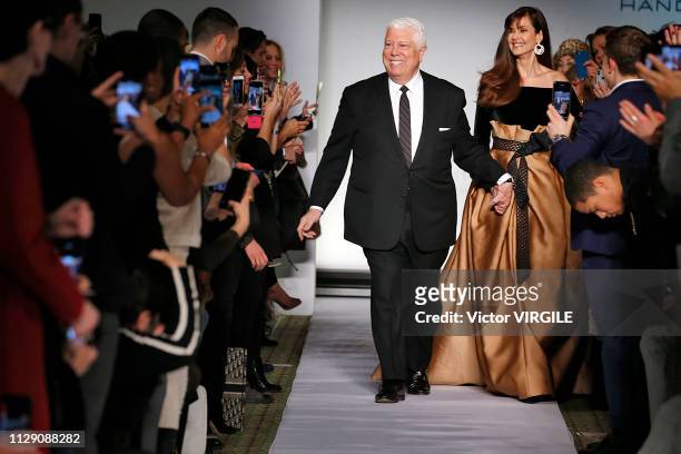Fashion designer Dennis Basso and Carol Alt walk the runway for the Dennis Basso Ready to Wear Fall/Winter 2019-2020 fashion show during New York...