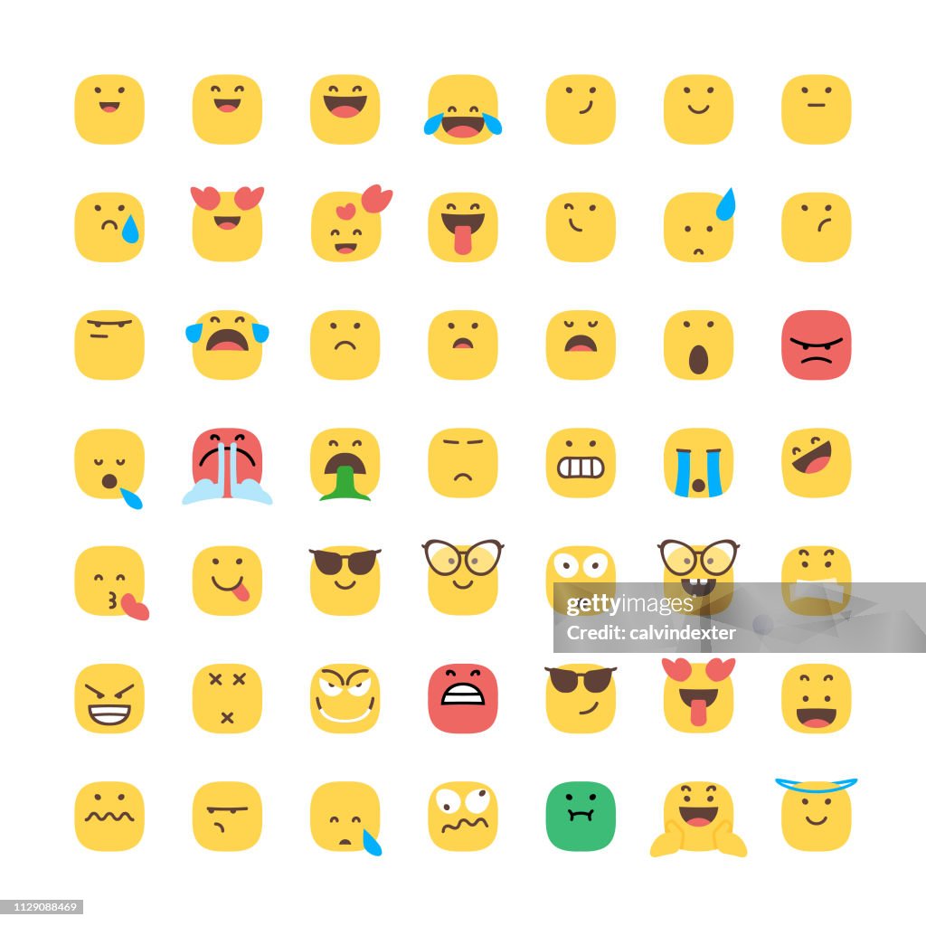 Emoticons collection square shape