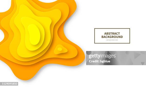 paper cut background. orange yellow abstract wave shapes - trendy 3d design - papercutting stock illustrations