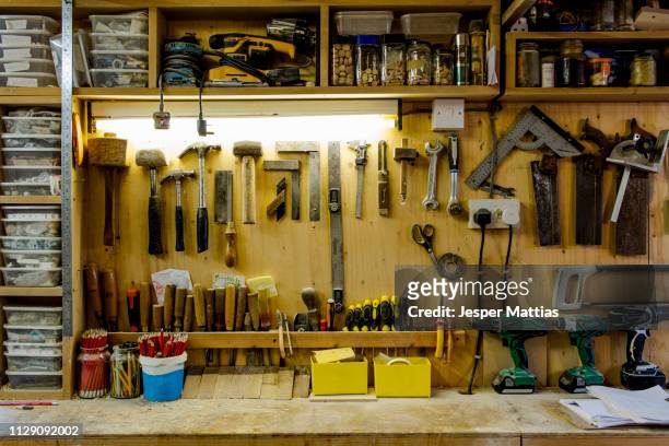 craftsman's tools and workshop - trestles stockfoto's en -beelden