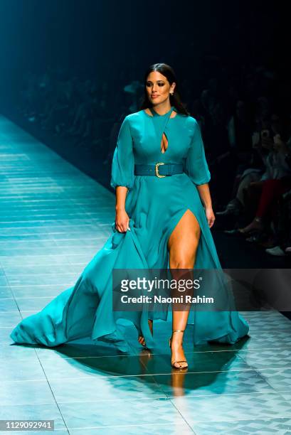 Model Ashley Graham showcases designs by Thurley at Melbourne Fashion Festival on March 7, 2019 in Melbourne, Australia.