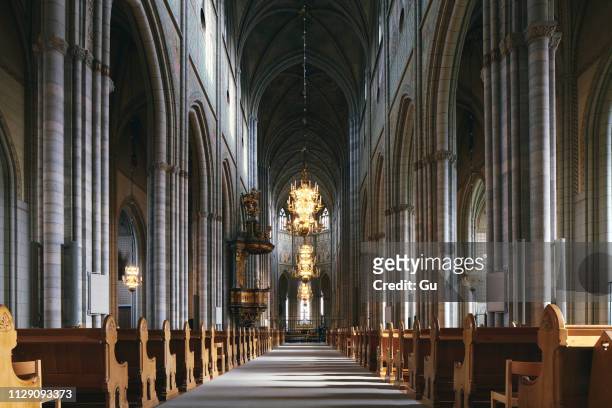 interior of uppsala cathedral, uppsala, sweden - ウップランド ストックフォトと画像