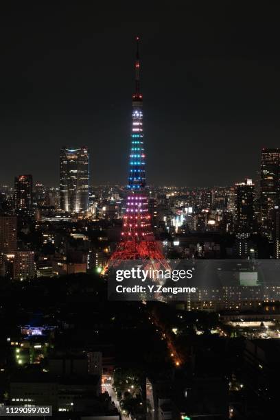 tokyo tower - 都市の全景 stock pictures, royalty-free photos & images