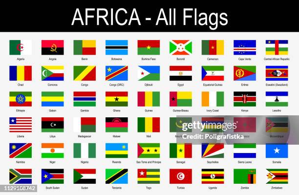ilustraciones, imágenes clip art, dibujos animados e iconos de stock de todas banderas africanas - conjunto de iconos - vector ilustración - mauritania flag
