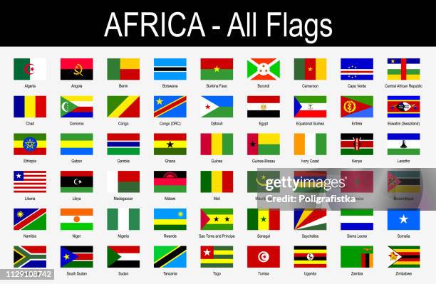all african flags - icon set - vector illustration - west africa stock illustrations