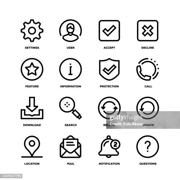 basic interface line icons - computer loading stock illustrations