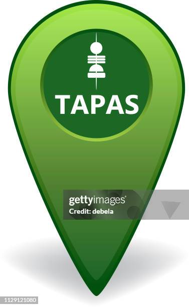 tapas map pointer for gps navigation - tapas stock illustrations
