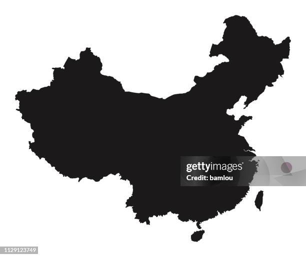 detailed map of china - hong kong stock illustrations