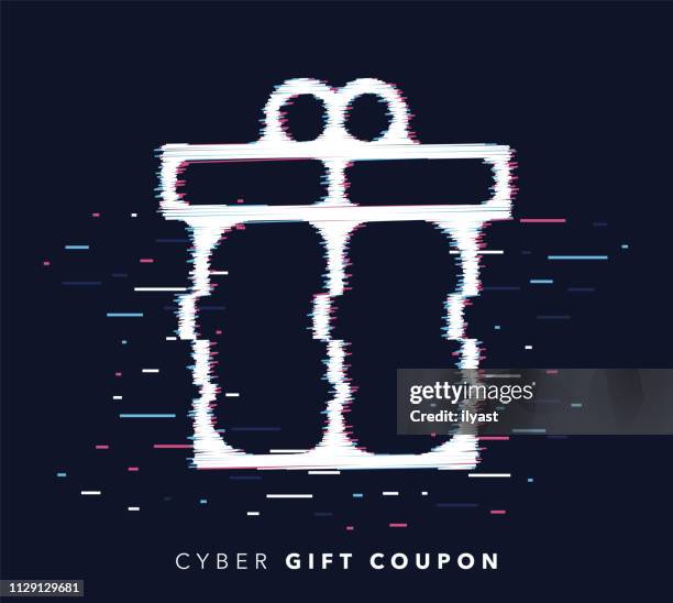 gift coupon glitch effect icon illustration - warp speed background stock illustrations