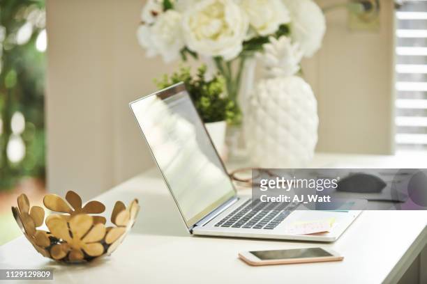 turn on the productivity - tidy desk stock pictures, royalty-free photos & images