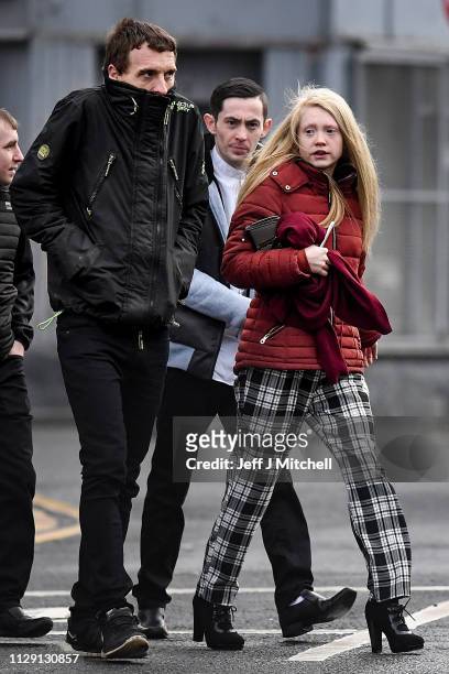 Mother of Alesha MacPhail, Georgina Lochrane arrives at Glasgow High Court on February 12, 2019 in Glasgow, Scotland. Six year old Alesha MacPhail...
