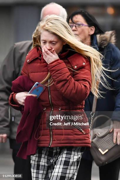 Mother of Alesha MacPhail, Georgina Lochrane arrives at Glasgow High Court on February 12, 2019 in Glasgow, Scotland. Six year old Alesha MacPhail...