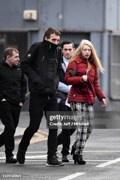 Mother of Alesha MacPhail, Georgina Lochrane arrives at Glasgow High Court on February 12, 2019 in Glasgow, Scotland. Six year old Alesha MacPhail...