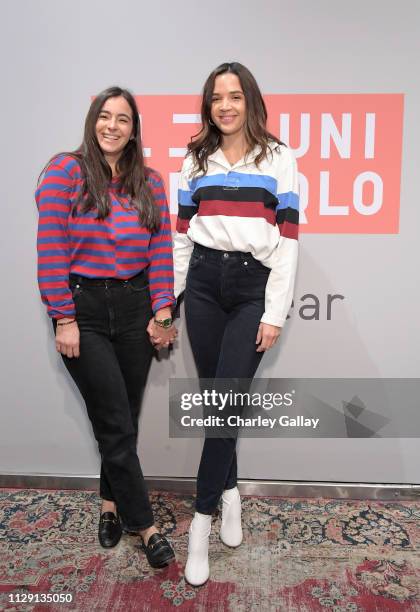 Alanna Masterson and Georgie Flores attend the UNIQLO 2019 Collections Celebration at Smogshoppe on March 7, 2019 in Los Angeles, California.