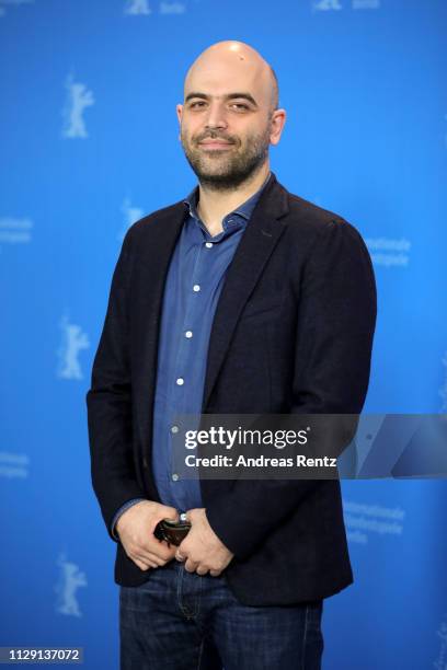 Roberto Saviano poses at the "Piranhas" photocall during the 69th Berlinale International Film Festival Berlin at Grand Hyatt Hotel on February 12,...