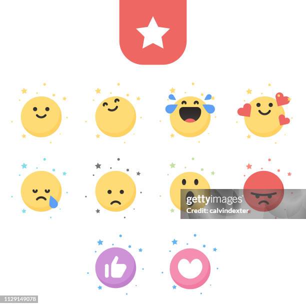 emoticons essential cute collection - wow icon stock illustrations