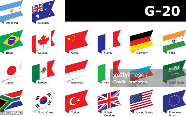 ilustraciones, imágenes clip art, dibujos animados e iconos de stock de banderas del g-20 - rsa flag