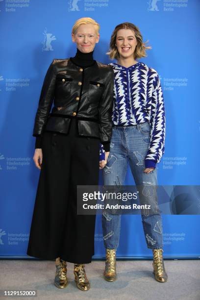 Tilda Swinton and her daughter Honor Swinton-Byrne pose at the "The Souvenir" photocall during the 69th Berlinale International Film Festival Berlin...