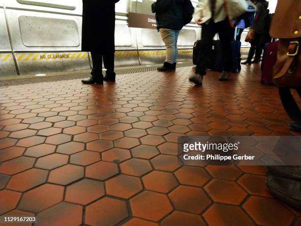 low section of people at washington dc metro platform - subway station stock pictures, royalty-free photos & images
