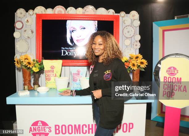 Yolanda Adams attends the talent lounge during the MusiCares Person of the Year honoring Dolly Parton at Los Angeles Convention Center on February...