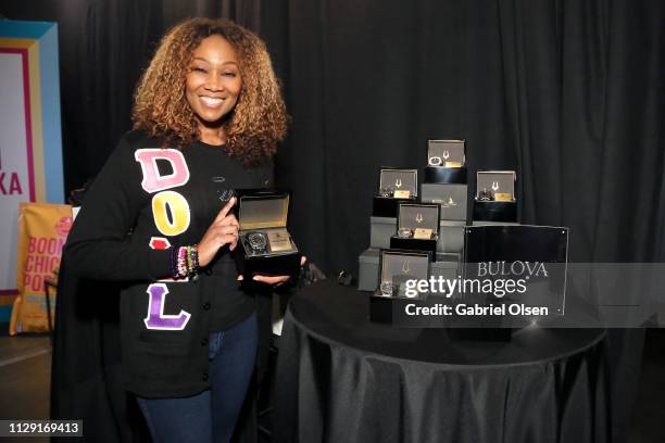 Yolanda Adams attends the talent lounge during the MusiCares Person of the Year honoring Dolly Parton at Los Angeles Convention Center on February...