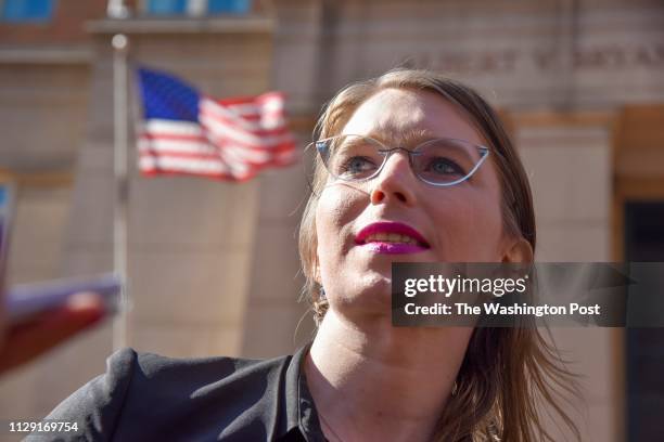 Chelsea Manning leaves the Albert V. Bryan U.S. District Courthouse on Tuesday, March 5 in Alexandria, VA. Manning has been subpoenaed to testify...